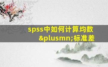 spss中如何计算均数±标准差