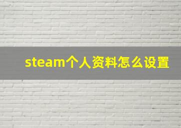 steam个人资料怎么设置