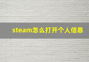 steam怎么打开个人信息