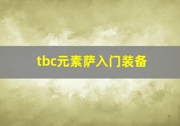 tbc元素萨入门装备