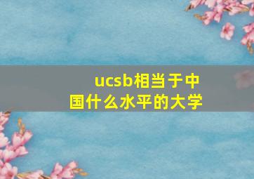 ucsb相当于中国什么水平的大学