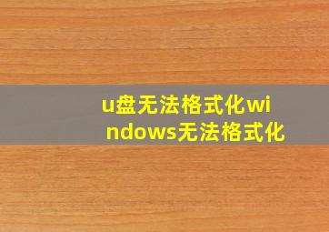 u盘无法格式化windows无法格式化