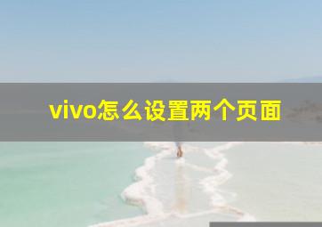 vivo怎么设置两个页面