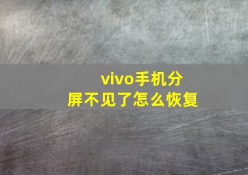 vivo手机分屏不见了怎么恢复