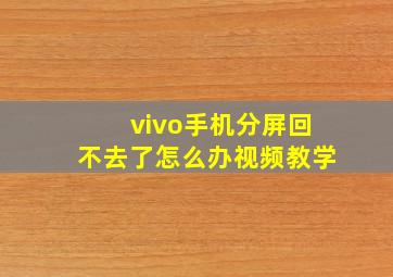 vivo手机分屏回不去了怎么办视频教学