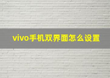 vivo手机双界面怎么设置