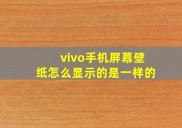 vivo手机屏幕壁纸怎么显示的是一样的