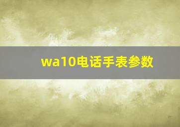 wa10电话手表参数