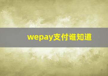 wepay支付谁知道