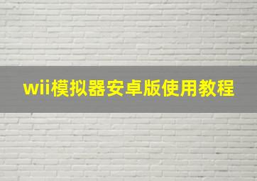 wii模拟器安卓版使用教程