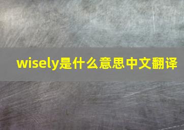 wisely是什么意思中文翻译