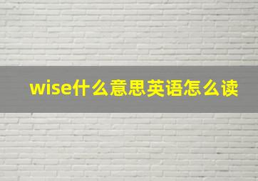 wise什么意思英语怎么读