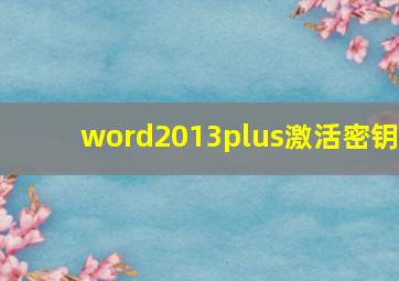 word2013plus激活密钥