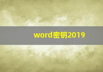 word密钥2019