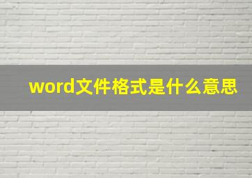 word文件格式是什么意思