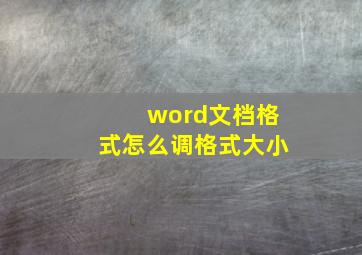 word文档格式怎么调格式大小