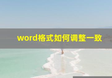 word格式如何调整一致