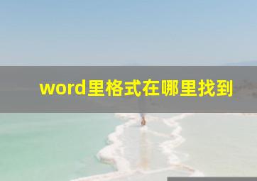 word里格式在哪里找到