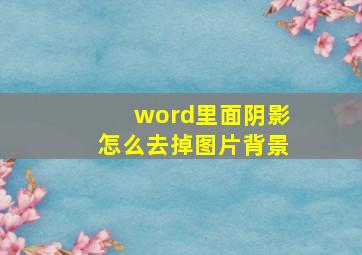 word里面阴影怎么去掉图片背景