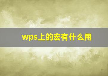 wps上的宏有什么用