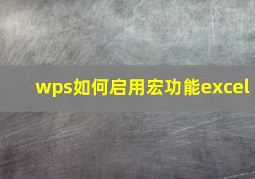 wps如何启用宏功能excel