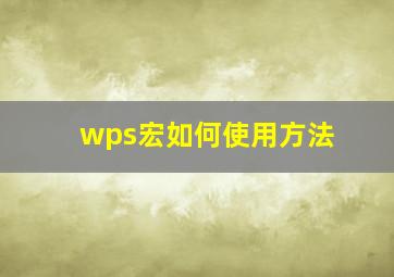 wps宏如何使用方法