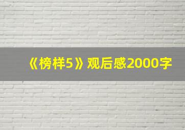 《榜样5》观后感2000字