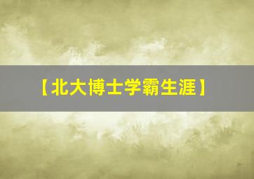 【北大博士学霸生涯】