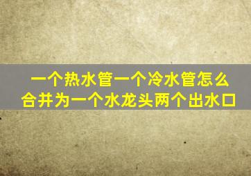 一个热水管一个冷水管怎么合并为一个水龙头两个出水口