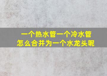 一个热水管一个冷水管怎么合并为一个水龙头呢