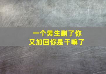 一个男生删了你又加回你是干嘛了