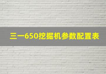 三一650挖掘机参数配置表