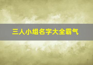 三人小组名字大全霸气