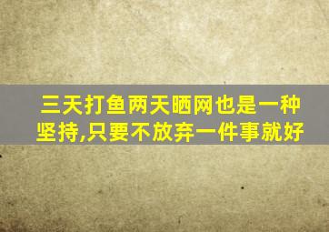 三天打鱼两天晒网也是一种坚持,只要不放弃一件事就好