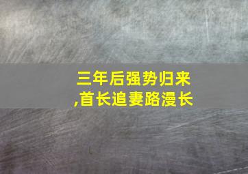 三年后强势归来,首长追妻路漫长