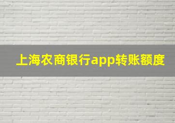 上海农商银行app转账额度