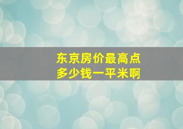 东京房价最高点多少钱一平米啊