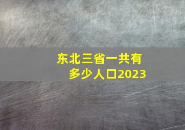 东北三省一共有多少人口2023