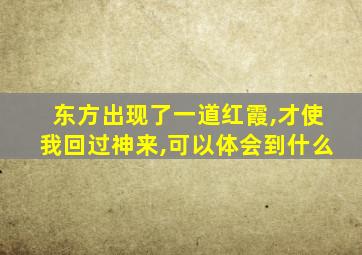 东方出现了一道红霞,才使我回过神来,可以体会到什么