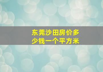 东莞沙田房价多少钱一个平方米