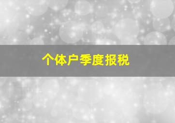 个体户季度报税