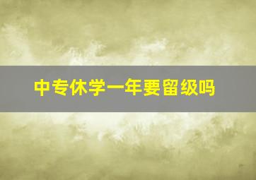 中专休学一年要留级吗