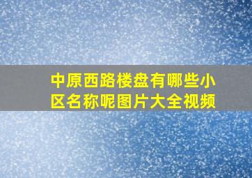 中原西路楼盘有哪些小区名称呢图片大全视频