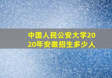 中国人民公安大学2020年安徽招生多少人