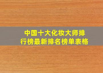 中国十大化妆大师排行榜最新排名榜单表格