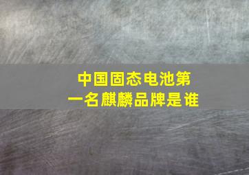 中国固态电池第一名麒麟品牌是谁