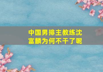 中国男排主教练沈富麟为何不干了呢