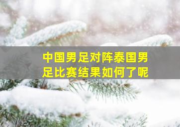 中国男足对阵泰国男足比赛结果如何了呢