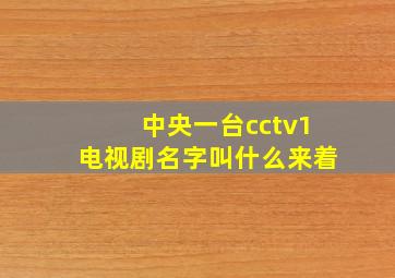 中央一台cctv1电视剧名字叫什么来着