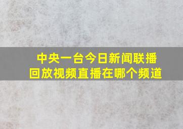 中央一台今日新闻联播回放视频直播在哪个频道